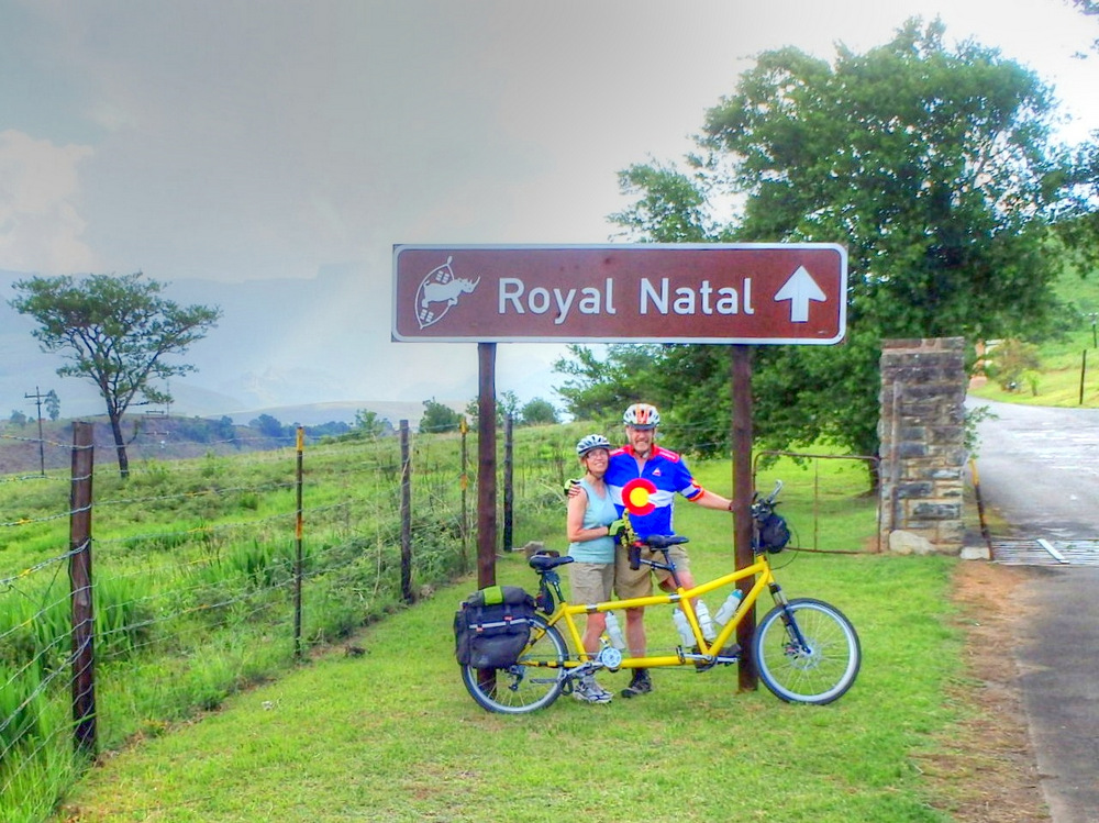 Standing at the entrance of the Royal Natal National Park.
